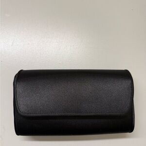 La Regale Black Satin Clutch Crossbody with Tassel